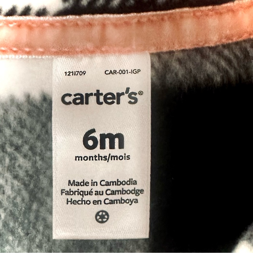 CARTERS || Fleece Black + White Checkered Plaid Vest - SZ 6M - Picture 2 of 3
